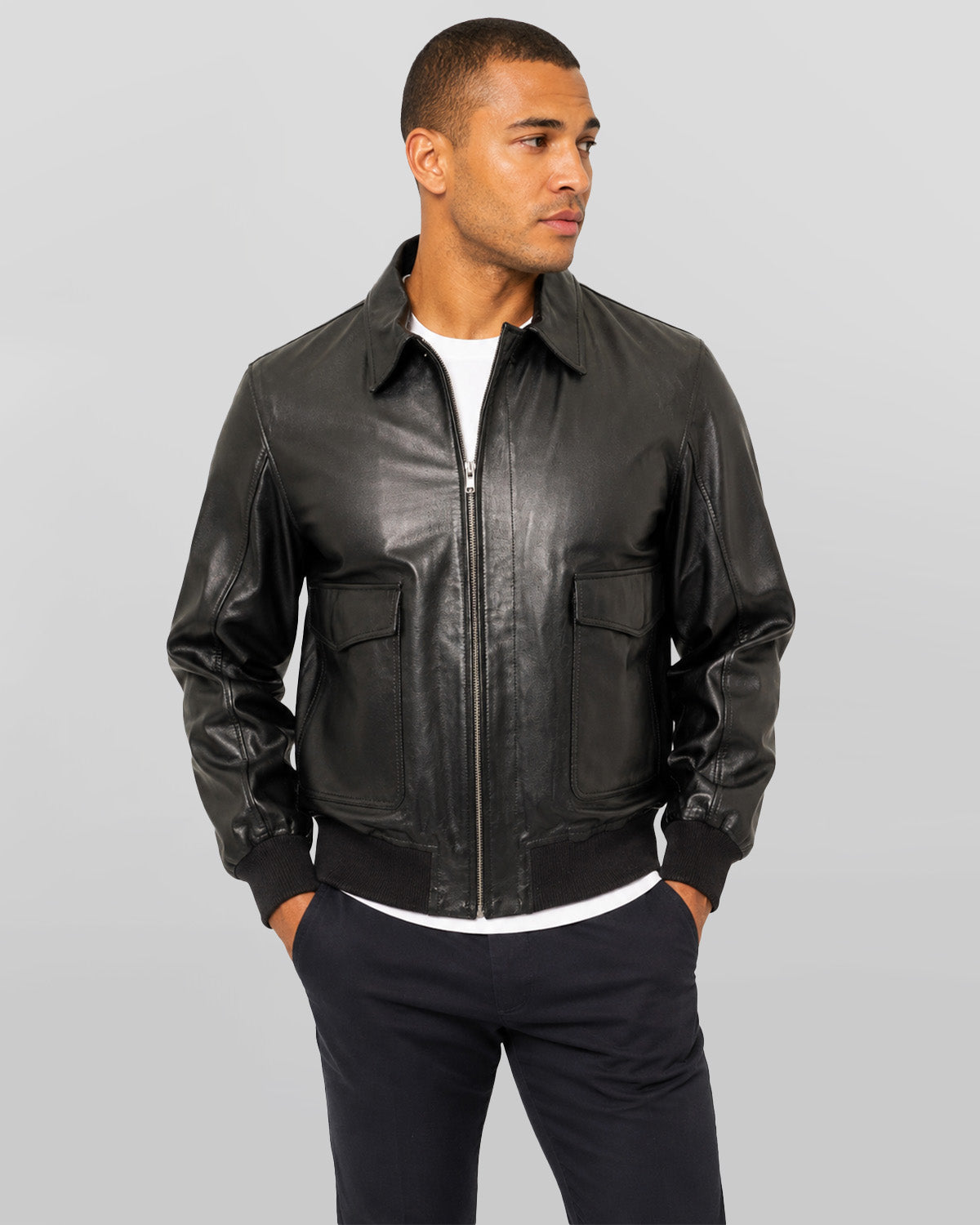 Aviator A2 USAAF Black Leather Bomber Jacket