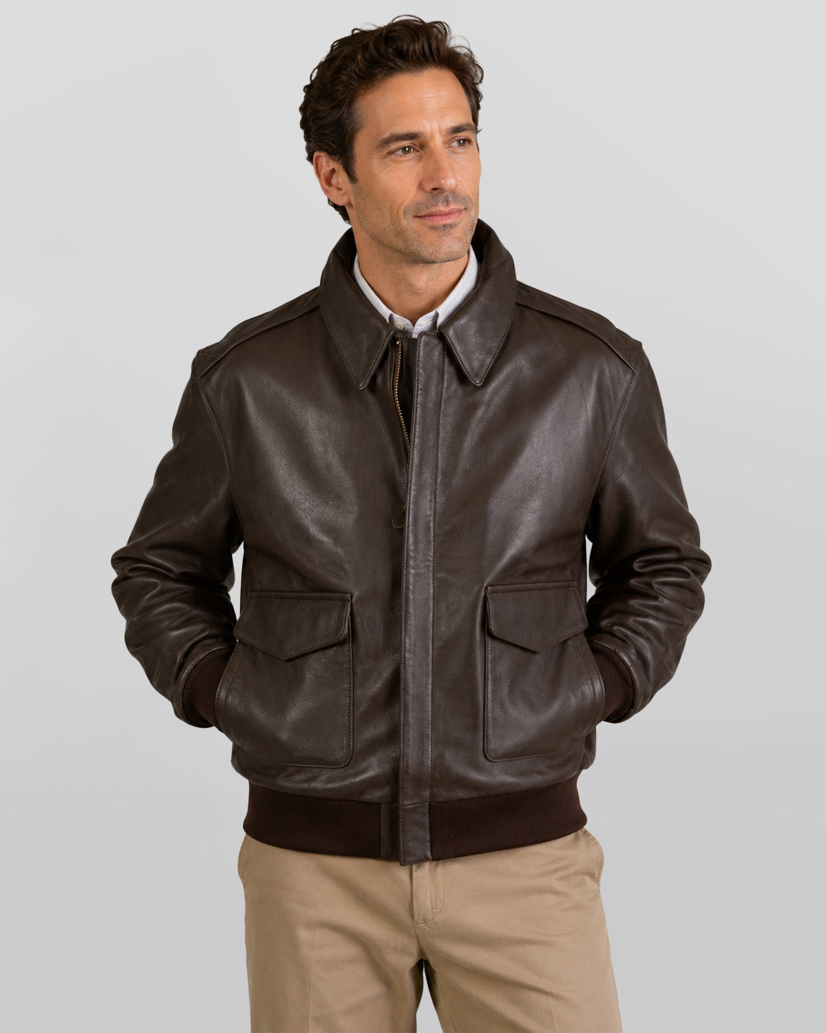 A2 Distressed Aviator Cockpit Brown Real Bomber Leather Jacket