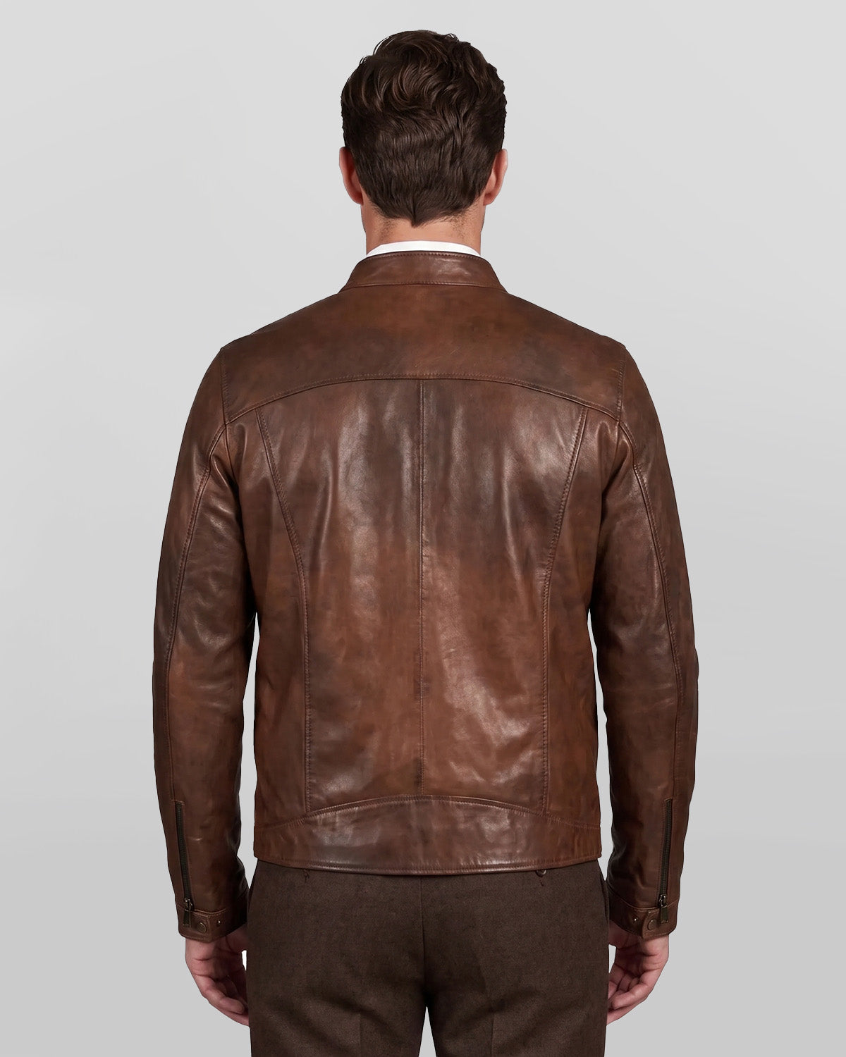 Men's Real Lambskin Chocolate Brown Biker Leather Jacket