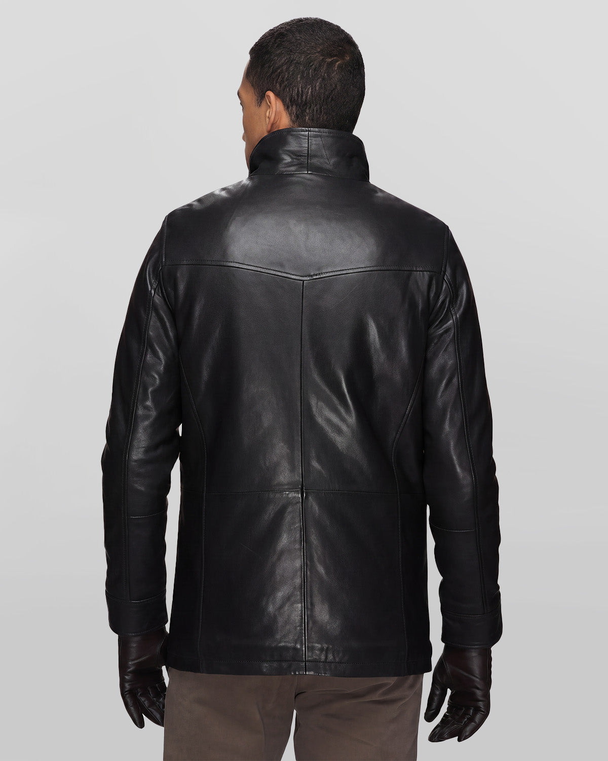 Men's Genuine Lamb Leather Walking Coat with Detachable Quilted Vest