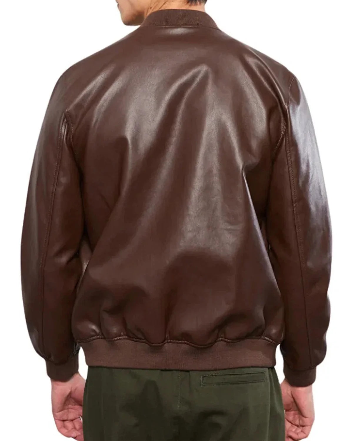 Mens Real Chocolate Brown Leather Bomber Jacket